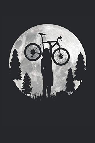 Biker Fahrrad Mond Licht Rennrad Silhouette Bike MTB Natur Wald: NOTIZBUCH - Lustiges Radfahrer Mond Fahrrad Geschenk, Geschenkidee - A5 (6x9) - 120 ... Planer, Geburtstag, Lustig, Mountainbike