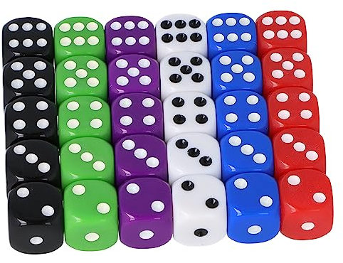 Storm&Lighthouse 30 6-seitiges Würfel Set D6 Würfel mit abgerundeten Ecken für sanftes Rollen, Spielwürfel und Lehrmaterialien für Mathematik. Kleines Würfelspiel, Verscheide Bunte Würfeln