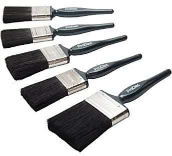 ProDec 5 piece Paint Brush Set - 2x 1.5, 2x 2 and 1x 3 inch Brushes | Trade Pro Mixed Bristle for a Smooth Finish Painting with Emulsion, Gloss, Satin Paints on Walls, Ceilings, Wood, Metal