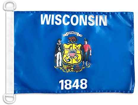 AZ FLAG Wisconsin Boat Flag 45x30 cm Mesh Polyester Plastic Rings | Outdoor and marine use US state of Wisconsin 12x18 in boat flag