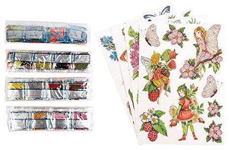 Ideen mit Herz Diamond Painting Sticker | 4 Bogen in DIN A4 | Aufkleber einzeln abziehbar | inkl. Schmucksteine (Elfen)