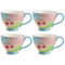 superyes Large Handpainted Floral Coffee Mugs Sets of 4, 15oz Ceramic Cups Set for Tea Milk Latte Cappuccino Cereal Hot Chocolate Soup, for Friend, Family