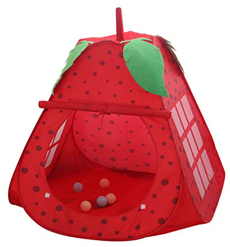 Kinder Erdbeerzelt Kinder Spielhaus Zelt Faltbare Prinzessin Zelt Burg Faltbare Zelt Ball Pool Faltbares Zelt für Kinder M?dchen Jungen Spielzeug