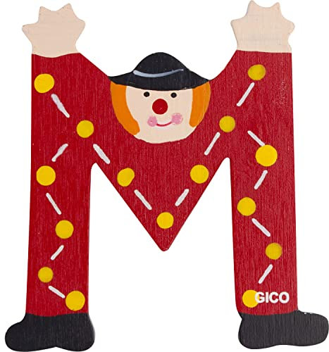 Holzbuchstaben Name Kinderzimmer groß Deko für die Tür, lustige Clowns, A-Z, Höhe ca. 9 cm, Holz Buchstabe 7361 (M)