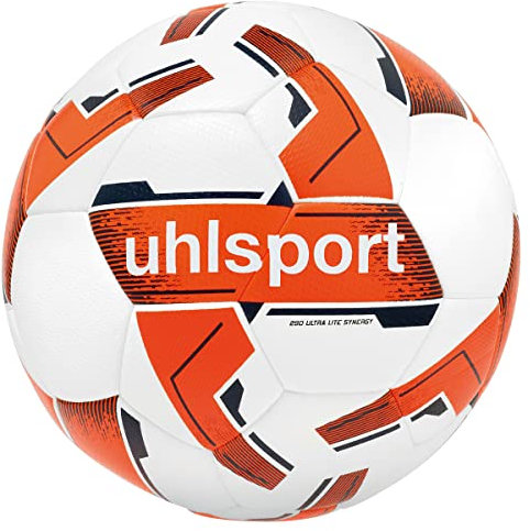 uhlsport 290 ULTRA LITE SYNERGY, Junior Spiel- und Trainingsball, Fußball, für Kinder bis zu 10 Jahren, Größe 3, weiß/fluo orange/marine