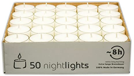 50 Stück Teelichter 8 Stunden Brenndauer Kerze Windlicht weiß Teelicht Paraffin ohne Duft