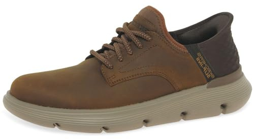 Skechers Hombre Garza Gervin Slip-On, Dark Brown Leather, 46 EU