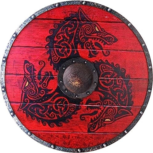 61 cm Holz Wikinger Schild Handcrafted Battle Ready Shield Mittelalter Era Round Holzschild SCA LARP Warrior Steel Battle Ready Shield