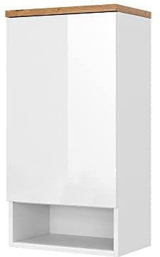 Vicco Badschrank Eden, Weiß Hochglanz/Artisan-Eiche, 40 x 77.5 cm mit 4 Fächer