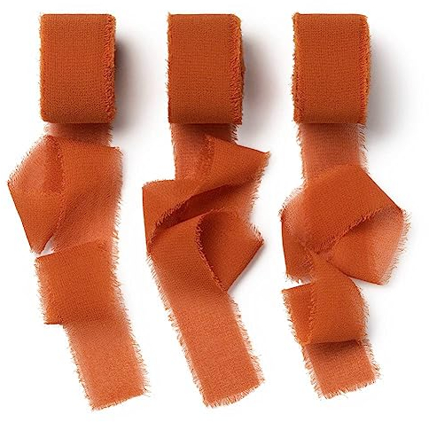AOKSUNOVA Ruban Terracotta 18.9m x 25mm Ruban Mousseline Terracotta Mousseline de Soie Mariage