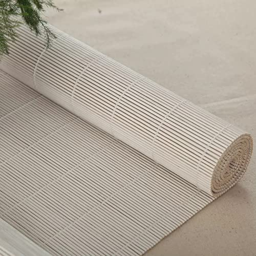 zhijiaqian456 Weiß Bambusrollo Sonnenschutz Sichtschutz Rollo Seitenzugrollo Raffrollos, Natur Holzrollos,für Fenster und Türen,Anpassbar (100 x 100 cm)