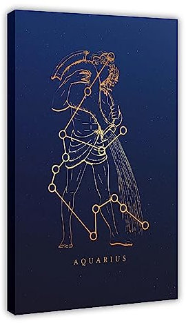 EDSC Zodiac Aquarius Poster Leinwand Poster Schlafzimmer Dekor Sport Landschaft Büro Zimmer Dekor Geschenkrahmen: 60 x 90 cm