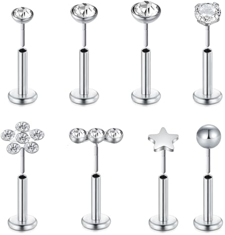 VFUN 16g Chirurgenstahl Labret Lippenpiercing 6mm Tragus Helix Cartilage Lippenpiercings Nasenstecker Earrings Piercing Jewelry