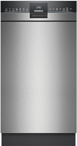 Siemens SR43ES24KE iQ300 Smarter Geschirrspüler Unterbau, 45 cm breit, Besteckkorb, Edelstahl, automatische Türöffnung bei Programmende, leise dank iQdrive-Motor, aquaStop, varioSpeed, Home Connect