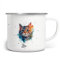MIKALINO Emaille Tasse Mädchen - Trinkbecher Kinder personalisiert - Emaille Becher mit Katze-Motiv - Kindertasse mit Namen - Kindertasse bedruckt - Emaille Becher Weiß, Farbe:weisssilber