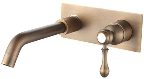 Rubinetto A Parete Per Lavatoio Rubinetto Da Incasso In Rame Caldo E Freddo Pre-Incorporato Lavabo A Muro Lavabo Bagno Rubinetto Per Lavabo Casa Pannello Marrone