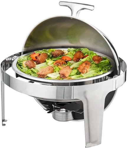 UE-MAOLU Scaldavivande, Set da Buffet per Scaldavivande Rotondo in Acciaio Inossidabile, con Coperchio Scaldavivande per Buffet con Maniglia per Buffet Eventi di Catering