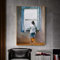 JACBON Fille à la fenêtre peinture toile impression affiche Salvador Dali mur art femme mer bleu photo pour salon décor à la maison 50x70 cm sans cadre