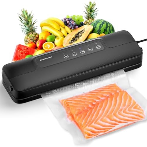 Vihoom Vakuumiergerät 5 in 1, Vakuumierer Lebensmittel 8x Länger Frisch, Folienschweißgerät inkl.10 Vakuumierbeutel und Schlauch, 30cm lange & stabile Schweißnaht