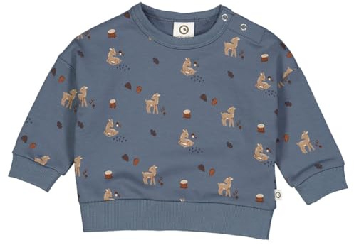 Müsli by Green Cotton Unisex Deer Baby Sweatshirt, Stormy Blue/Shade/Bark, 68 EU