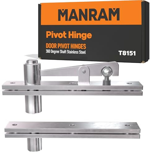 Hidden Door Pivot Hinges, Heavy Duty Murphy Hinge Kit, 360 Degree Shaft Stainless Steel System for Wood Doors & Bookcase