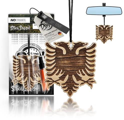 Auto Duft Lufterfrischer Holz | Verschiedene Länder | Duftbaum Auto Aufhänger Diffusor | Luxus Duft Auto Parfüm | Geschenke für Männer Frauen (Mango, Albanien)