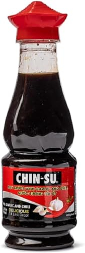 CHIN-SU Sauce de Soja Vietnamienne Authentique - Nuoc Tuong Toi Ot Chinsu - Idéal pour Cuisine Asiatique comme la friture, le sauté, la cuisson à la vapeur, le Nem - 250 ml (Saveur l'Ail et Piment)