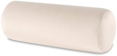 Totsy Baby Nackenrolle mit Bezug Yoga Bolster Knierolle Lagerungsrolle Velvet 40x15 cm - Nackenkissen Kissenrolle Yogabolster Kniekissen Zierkissen und kleines Kissen Lange Rolle Beige Farbton B