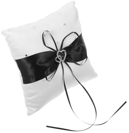Amosfun Trägerkissen Spitze Hochzeitskissen Strass Verlobungskissen 20x20cm Schwarz