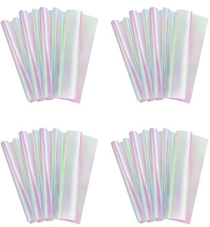 PRIZOM 80 Stück 59 cm x 57 cm Cellophan-Verpackungspapier, schillernde Folie, Geschenkverpackung, Geschenkverpackung, Regenbogen