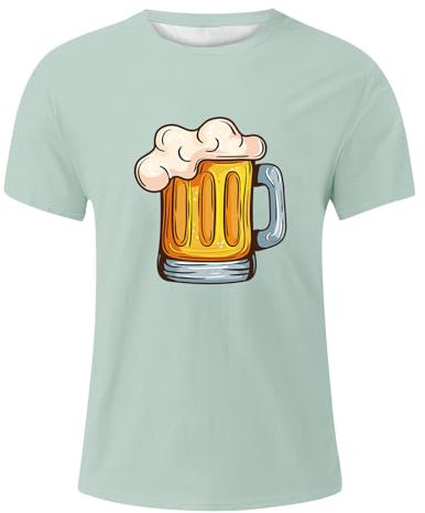 ColleeLin Muskelshirts Herren Sommer Mode Sommer Kurzarm Top Atmungsaktiv Bequem Bier Bedruckt Tank Top Unterhemden (Mint Green, XXXL)