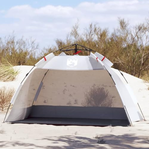 AUVYI Strandzelt 2 Personen Grau Quick Release Wasserdicht 190T Polyester mit PU-Beschichtung 195x101x115 cm