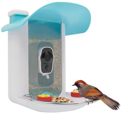 Smart Bird Feeder with Camera, Solar Bird Feeder Wireless Outdoor, 1080P HD Wild Bird Watching Camera with AI Identify 11000+ Bird Species, Live View, Wifi, IP65