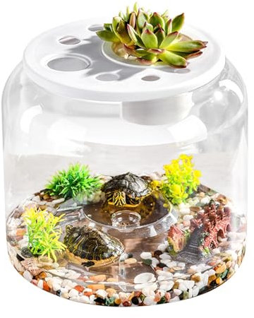 Wasserschildkrötenbecken, Wasserschildkrötenbecken,Kreatives Schildkrötenhaus Habitat Schildkrötenbecken mit Deckel | Großes Schildkröten-Habitat-Schildkrötengehege mit abnehmbarer Abdeckung für Heimg