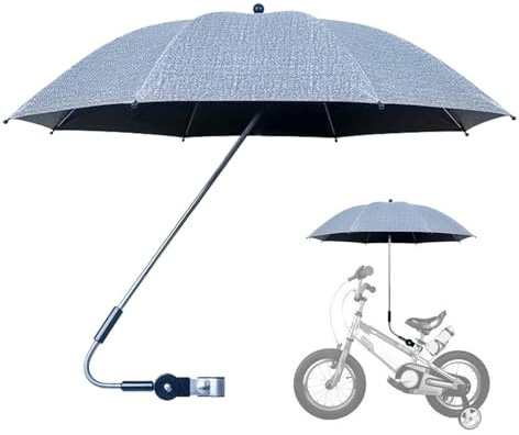 Aju Regenschirm mit Clip für Kinderwagen, UV-Schutz LSF 50+, Grau