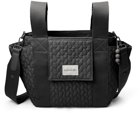 Suavinex, Bolso Maternidad, Bolso Organizador para el Carrito del Bebé tipo Panera, Con Asas Ajustables al Carrito, Cierre de Cremallera, Compacto y de Gran Capacidad, con Bolsillos Interiores, Gris