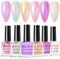 DMQ 6 Colors Nail Polish Set, 6 Color Mermaid Pearl Glimmer Nail Varnish Kit - Quick Dry & Long Lasting Sequins Nail Gel - Non-Toxic Holographic Nail Paint for Girls DIY Fingernail - No Need Cure