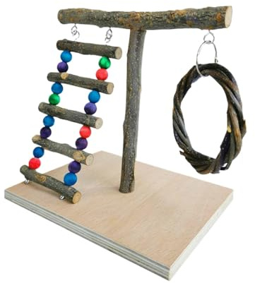 Holzspielplatz Für Nymphensittiche, Spielplatz Für Nymphensittiche, Tisch-Papageienbarschständer, Vogelkäfigständer Aus, Tisch-Papageienbarschständer, Sitzstangenständer Für Vogelkäfig, Vogelbars