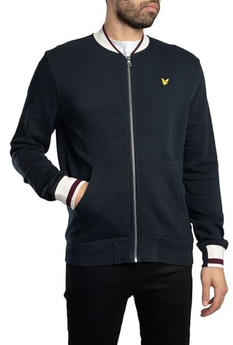 Lyle & Scott Herren Bomberjacke Aus Jersey Mit Halber Spitze, Dark Navy