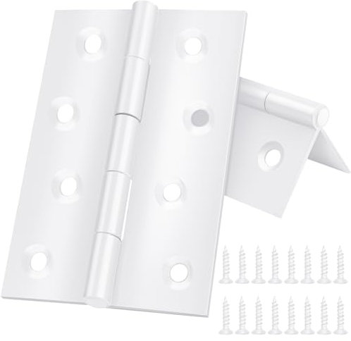 Bisagras plegables de acero inoxidable, 2 unidades, 100 mm × 70 mm, bisagra blanca, para piano, para puertas, ventanas, armarios con 12 tornillos