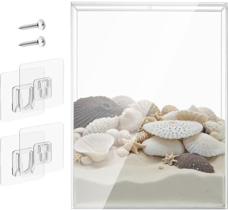 8.5 x 11 Inch Clear Acrylic Wall Mount Seashell Display Box, 3D Floating Display Case Shadow Box Frame, Ideal for Wine Bottle Caps, Tickets, Shells, Stamps and More