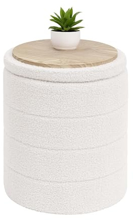 Bonlife Sitzhocker mit Stauraum, Klappbare Sitztruhe, Aufbewahrungsbox, Fußbank, Liebe, für Schlafzimmer Wohnzimmer Flur, Creme, 37x37x45 cm