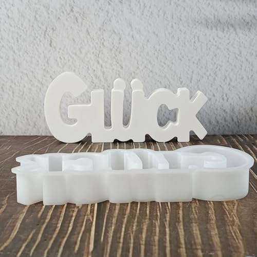 Silikonformen Gießformen Glück Wort | Deutscher Brief Gipsformen zum Gießen | Wiederverwendbares Silikon Formen zum Gießen Glück Ornamente | Schnelles Entformen Gips zum Gießen Formen Kunsthandwerk