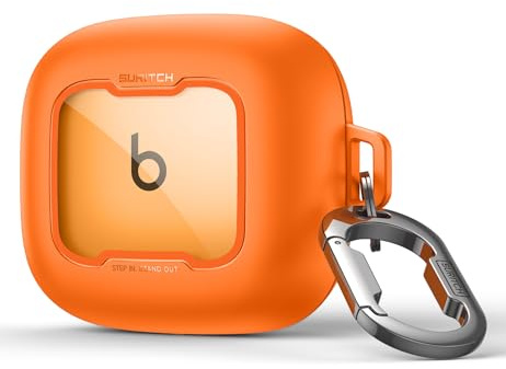 SURITCH Magnetic Case Compatible with Beats Powerbeats Pro 2（2025），Shockproof Locking Cases Dropproof Protective Bumper Headphone Cover with Cleaning Kit & Carabiner Keyring，Orange