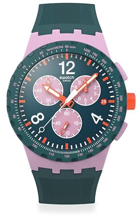 Swatch Montre unisexe à quartz polymère vert Moment of Rose