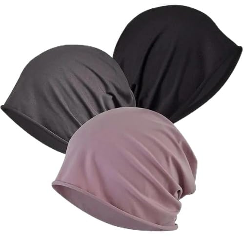 poraceous 3 Stück Pack Beanie Damen, Chemo Kopfbedeckung Damen, Dünne Mütze | Weich Leichte Dünne Baumwollmütze, Beanie Mütze für Radfahren Totenkopf, Joggen, Fahrradfahren, Schlafe