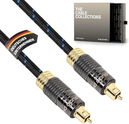 audio pirates optisches TOSLINK Glasfaserkabel, Toslink & Digital-Kabel | Digitales SPDIF-Kabel OD: 5.0mm mit Ummantelung & vergoldeten Kontakten (1er Pack – 5 Meter)