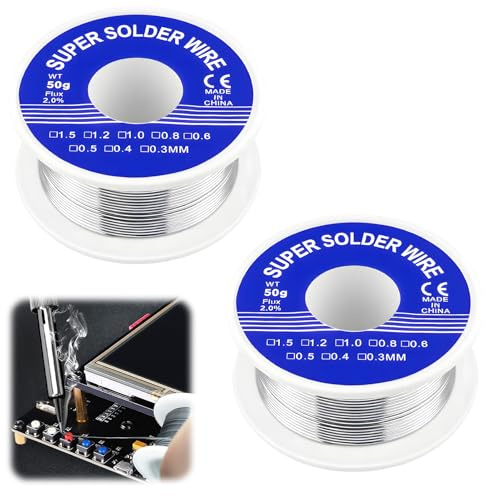 2Pcs Estaño para Soldar Electronica, Alambre de soldadura, 1 mm 100g Estaño Soldador con Núcleo de Colofonia para Soldadura Eléctrica Componentes Electrónica Reparación