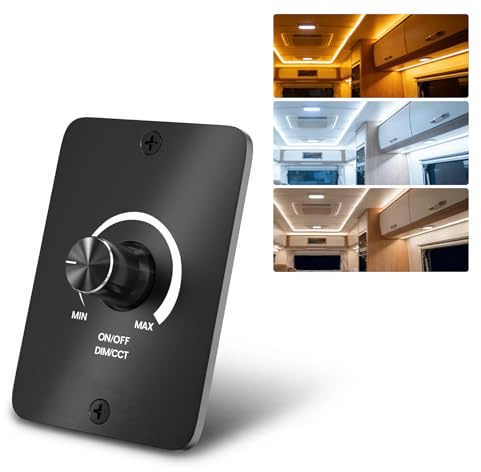 Bonlux DC 12V Dimmer Schalter 5A für 3-Adrige CCT-LED-Streifen, Niederspannungs PWM LED Dimmer 12V-24V für Wohnmobile, Wohnwagen, Camper, Boote, LKW, Anhänger