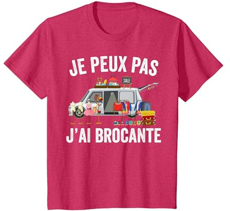 Brocanteur, J'peux Pas J'Ai Brocante T-Shirt, Enfant, Rouge Chiné, 10 Ans